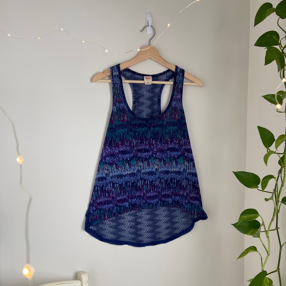 Boho knit-back tank top